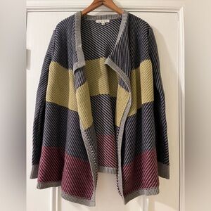 CAbi Colorblock Open Front Blanket Knit Sweater Cardigan Women’s Size Medium
